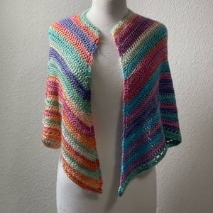 Multicolored handmade knitted shawl